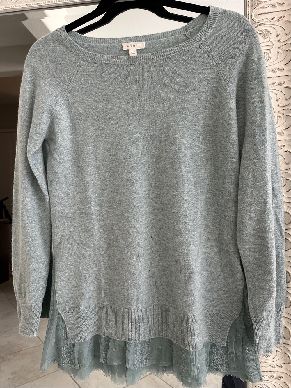 Garnet Hill Cashmere Layered Lace Sweater